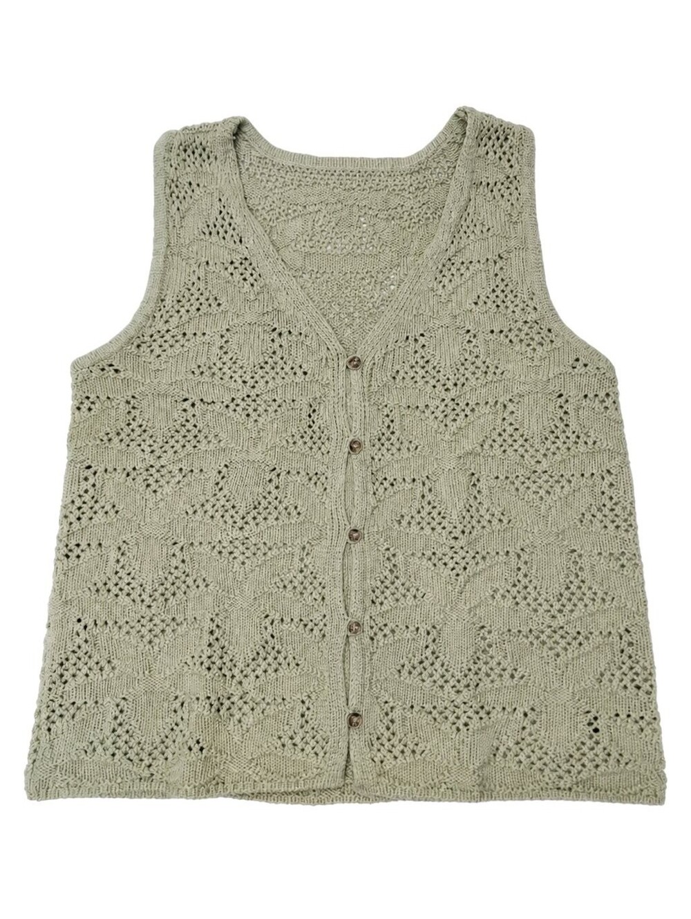 Sanctuary NWT Womens Knit Button-Front Vest in Sage Green Sz Large
